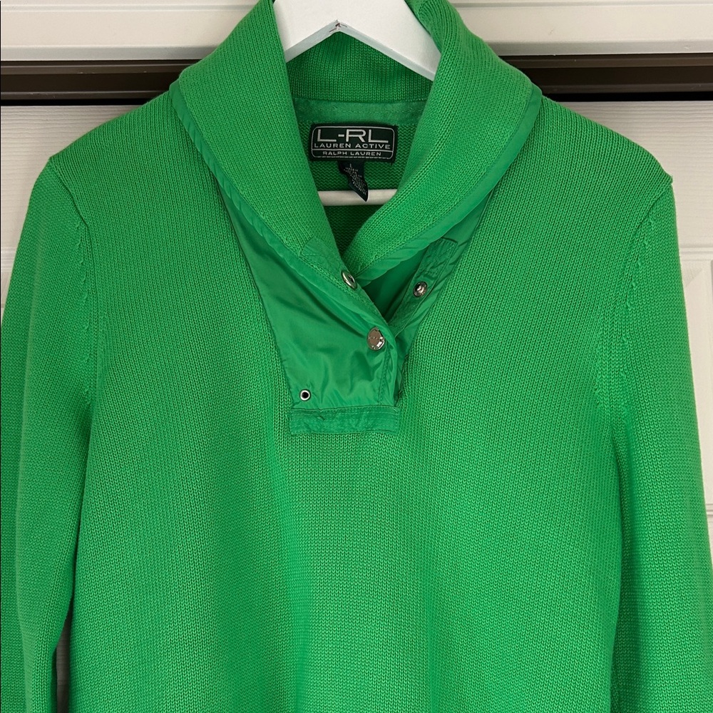 Lauren Ralph Lauren Kelly Green Shawl Collar Popover
